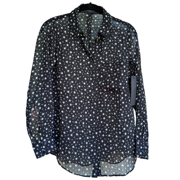 Love for Humanity Tops - Love for Humanity Couture Button Down Shirt sz Small Stars Black w/ White Stars